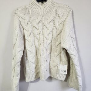 a.n.a Women's Cable Knit Turtleneck Sweater - Cream